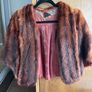 Vintage Fur Black and Brown Cape Coat